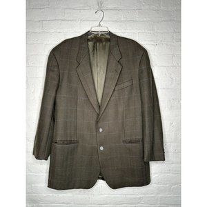Men’s LUBIAM Green Wool Plaid Jacket Blazer 48/58R